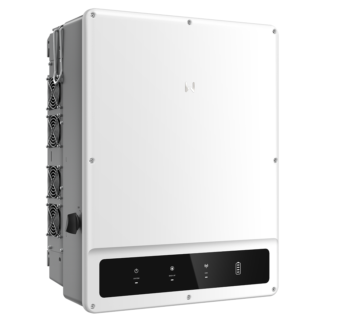 Inverter trifase ibrido bidirezionale con battery manager 40kW, 3 MPPT, IP66, 2 x RS485, sezionatore DC, WiFi per monitoraggio da remoto,  smart energy meter trifase, cavi collegamento comunicazione con energy meter e batterie. Funzione immissione zero potenza in rete . 5 anni di garanzia - GW40K-ET-10